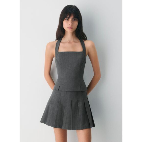 Sunday Best Tops - Aritzia Sunday Best Gala Halter Top in Heather Charcoal NWT